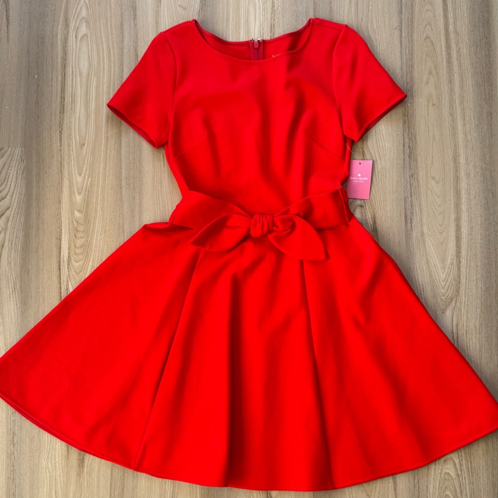 Kate Spade Red Pleated Fit and Flare Dress